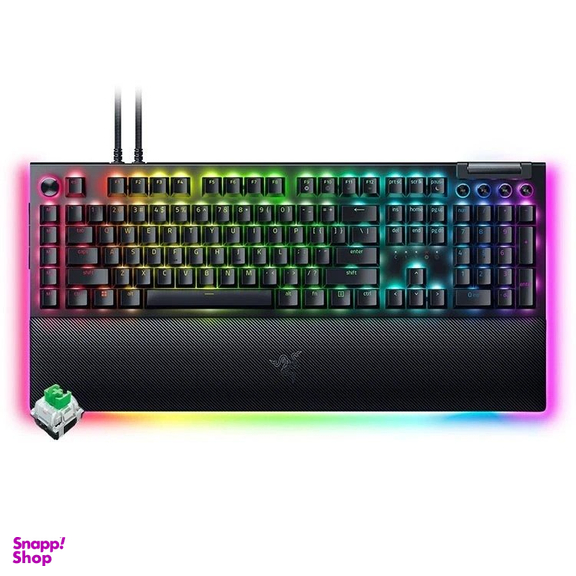 کیبورد باسیم مخصوص بازی ریزر مدل Blackwidow V4 PRO Green SW