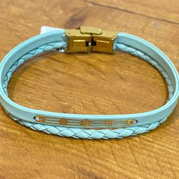 دستبند چرم و طلا 18 عیار زنانه کد 4347