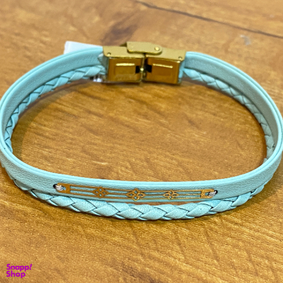 دستبند چرم و طلا 18 عیار زنانه کد 4347