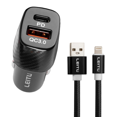 شارژر فندکی لیتو مدل LC-C22 20W به همراه کابل Lightning