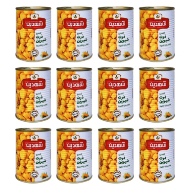 کنسرو ذرت شیرین شهدین وزن 370 گرم بسته 12 عددی