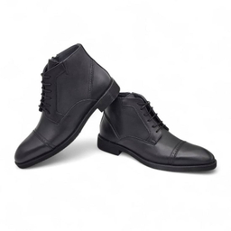 نیم بوت طبی مردانه چرم ریباری مدل Z28 رنگ مشکی