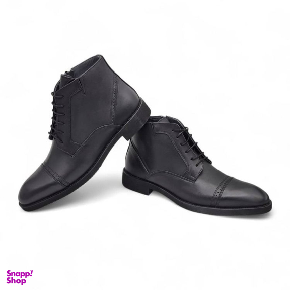 نیم بوت طبی مردانه چرم ریباری مدل Z28 رنگ مشکی