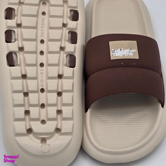 دمپایی مردانه زیتون مدل اسلیپر کد 0600 رنگ کرم