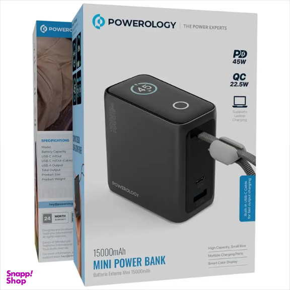 پاوربانک پاورولوژی مدل PPBCHA60 ظرفیت 15000 میلی‌ آمپر ساعت