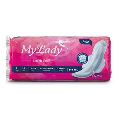 نوار بهداشتی بالدار مای‌ لیدی مدل Classic Pink سایز بزرگ بسته 10 عددی