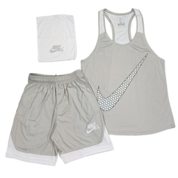 ست تاپ و شلوارک و اسکارف ورزشی مردانه طرح نایک کد 1592 رنگ طوسی