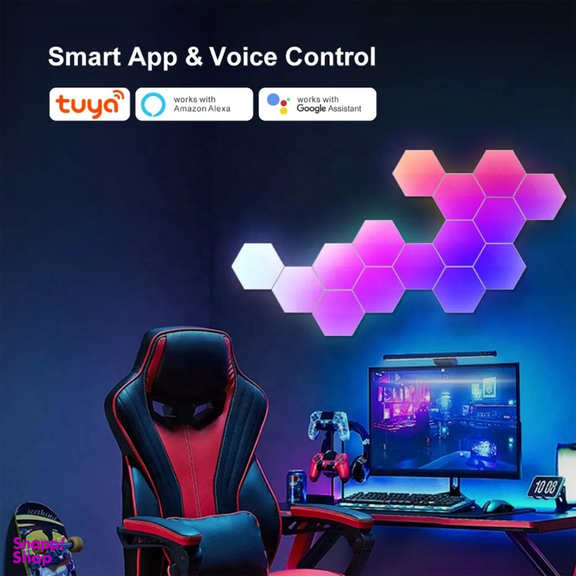 چراغ هوشمند شش‌ ضلعی مدل Tuya WiFi RGBIC PST-HL10