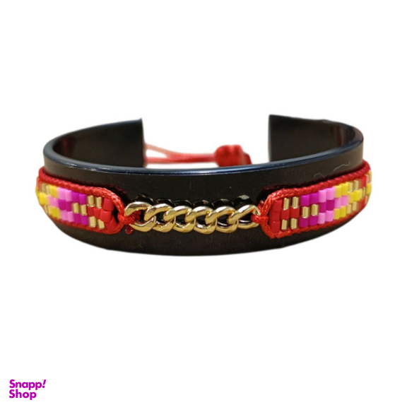 دستبند چرم و طلا 18 عیار زنانه طرح کارتیه کد 11