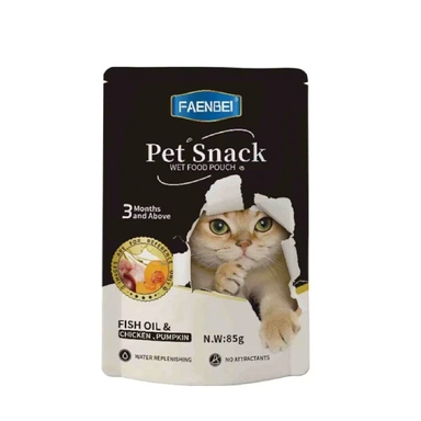 پوچ گربه فنبی مدل مرغ, کدو تنبل و روغن ماهی وزن 85 گرم