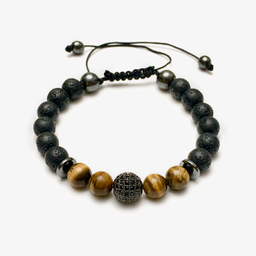 دستبند مردانه مدل چشم ببر و لاوا و سواروسکی سورا کد B007