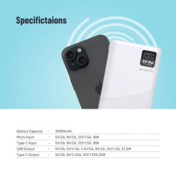 پاوربانک پرودو مدل Blue PB-PBFCH053 ظرفیت 10000 میلی‌ آمپر ساعت