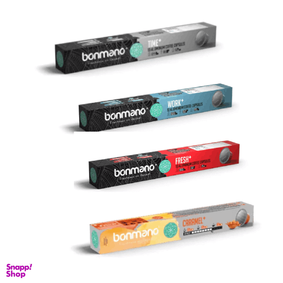 ترکیب کپسول قهوه +TIME و +WORK و +FRESH و کارامل بن مانو مجموعه ۴ عددی