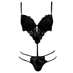 ست شورت و سوتین زنانه ماییلدا مدل فنردار پوش آپ کد 4616 رنگ مشکی