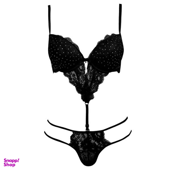 ست شورت و سوتین زنانه ماییلدا مدل فنردار پوش آپ کد 4616 رنگ مشکی