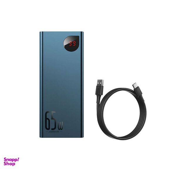 پاوربانک 65 وات بیسوس مدل B08TH ظرفیت 20000 میلی آمپر ساعت به همراه کابل USB-C به USB-A