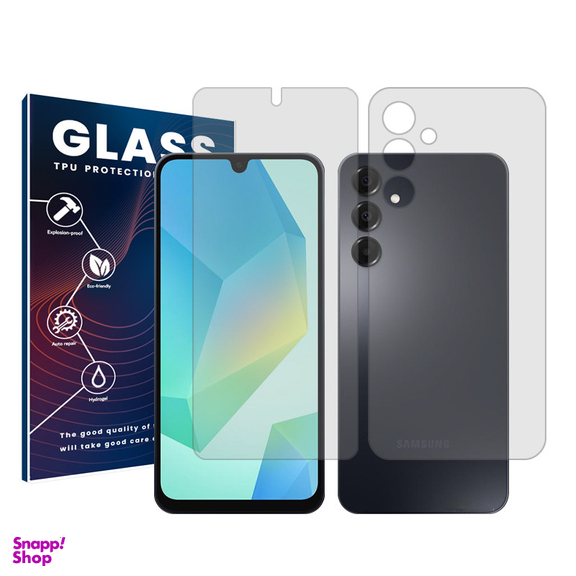 محافظ صفحه نمایش شفاف گلس مدل Resistant مناسب گوشی موبایل سامسونگ Galaxy A16 به همراه محافظ پشت گوشی