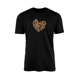 تیشرت آستین کوتاه زنانه مدل قلب کد TZ6طرح پلنگی رنگ مشکی