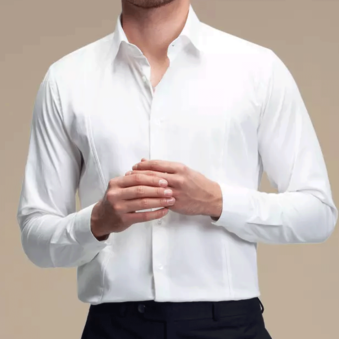 پیراهن ساده مردانه آستین بلند ست من کد PN400 رنگ سفید