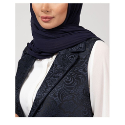 جلیقه رسمی زنانه برنس کد 70104 طرح دار رنگ سرمه ای