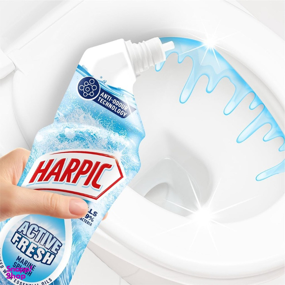 ژل تمیزکننده توالت هارپیک مدل Active Fresh رایحه Marine Splash حجم 750 میلی لیتر