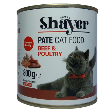 کنسرو غذای گربه شایر مدل BEEF &amp; POULTRY وزن 800 گرم