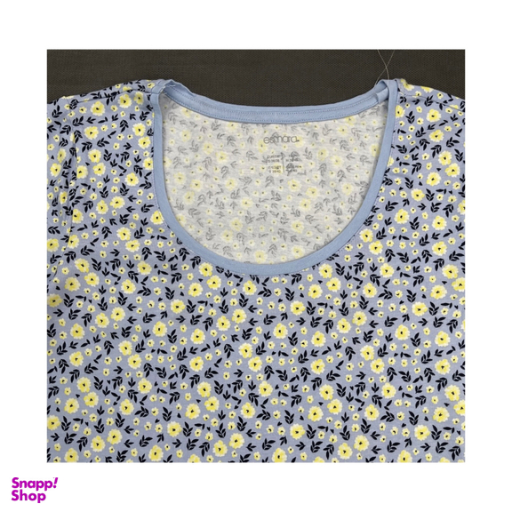 تیشرت زنانه اسمارا مدل گلدار رنگ آبی روشن