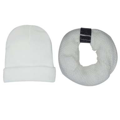 شال و کلاه بافت مدل shk144 رنگ سفید