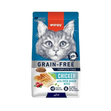 غذا خشک گربه بالغ ونپی مدل Grain Free طعم مرغ وزن 50 گرم