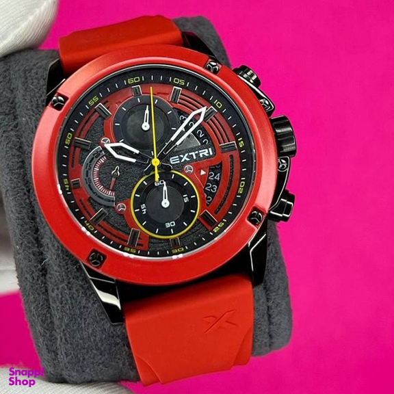 ساعت عقربه ای مردانه اکستری کد X6065-E رنگ قرمز مشکی