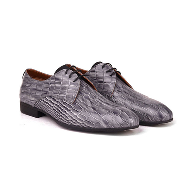 کفش رسمی مردانه چرم مشهد مدل J6137 رنگ طوسی