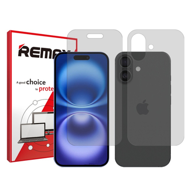 محافظ صفحه نمایش شفاف گوشی موبایل ریمکس مناسب برای اپل iPhone 16 Plus به همراه محافظ پشت گوشی
