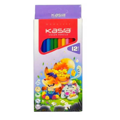 مداد رنگی 12 رنگ جعبه مقوایی کسری کد 590