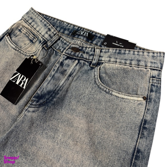 شلوار بگ مردانه طرح ZARA کد 3112 رنگ آبی خاکی