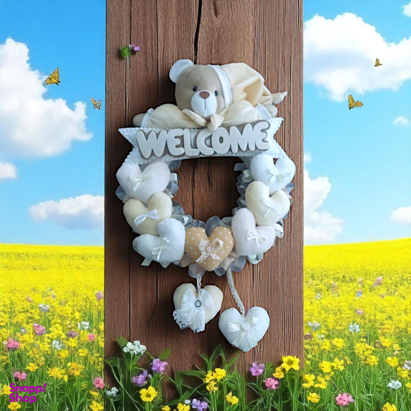 آویز تزیینی اتاق کودک طرح خرس نانان مدل Welcome کد W/Crm
