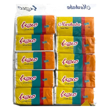 دستمال کاغذی مرحبا مدل اقتصادی کد 0108 بسته 10 عددی