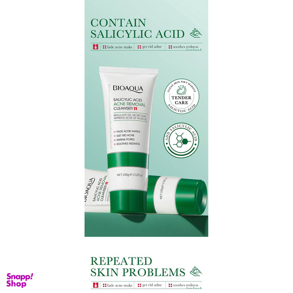 فوم شستشو صورت بایو آکوآ مدل سالیسیلیک اسید حجم 100 میلی لیتر
