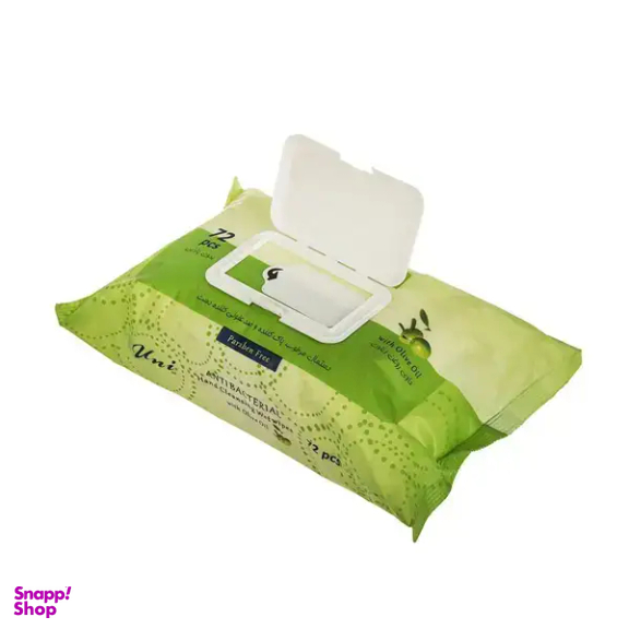 دستمال مرطوب یونی لد مدل Antibacterial Hand Cleansing With Olive Oil بسته 72 عددی