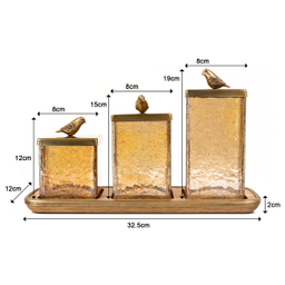 بانکه گلد کیش مدل گلدن برد کد GK829417 ۳ عددی درب دار به همراه سینی
