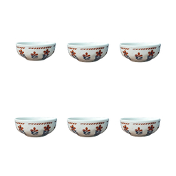 پیاله ماست خوری طرح گل قرمز کد 0011 بسته 6 عددی