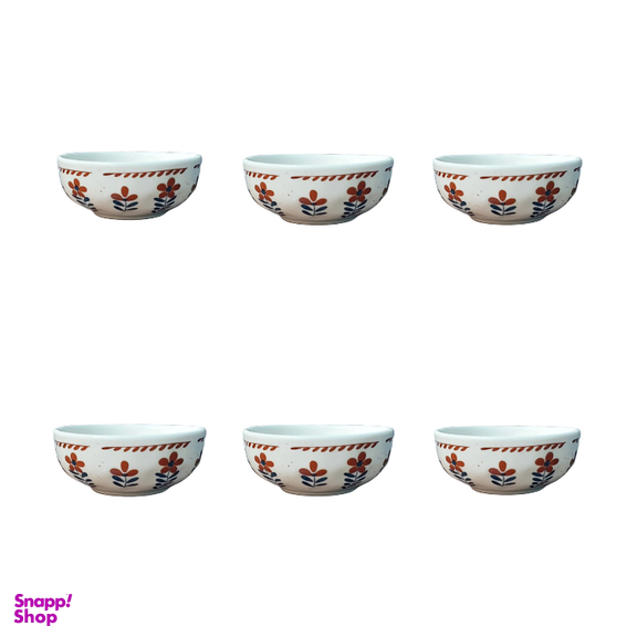 پیاله ماست خوری طرح گل قرمز کد 0011 بسته 6 عددی