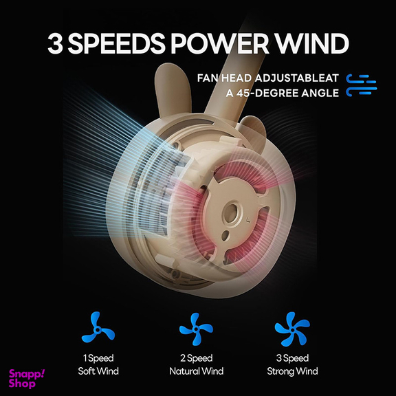 پنکه گردنی زوی زویی مدل Bunny کد F18 ظرفیت 1800 میلی آمپر ساعت