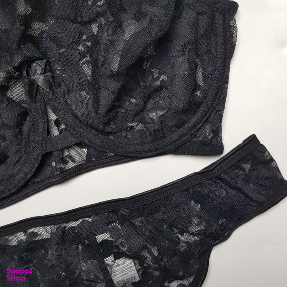 ست شورت و سوتین زنانه برتا مدل توری کد 1051M رنگ مشکی