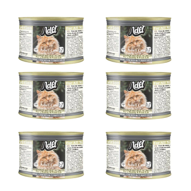 کنسرو گربه ادل مدل Veal Chicken Turkey وزن 200 گرم مجموعه 6 عددی