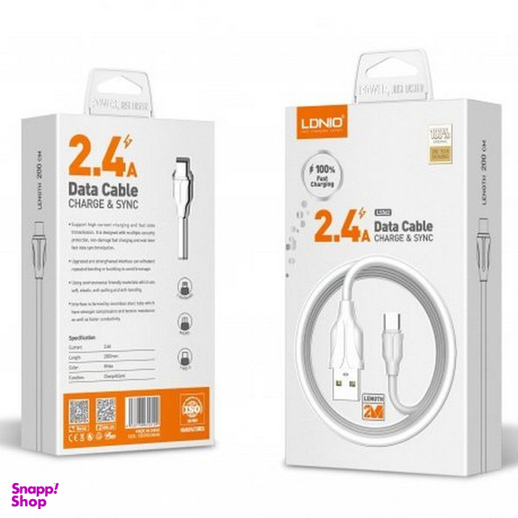 کابل شارژ USB به Lightning الدینیو مدل LS362 طول 2 متر