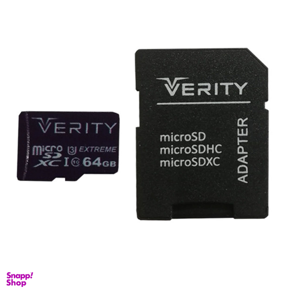 کارت حافظه MicroSD وریتی مدل U3/80m ظرفیت 64 گیگابایت به همراه آداپتور