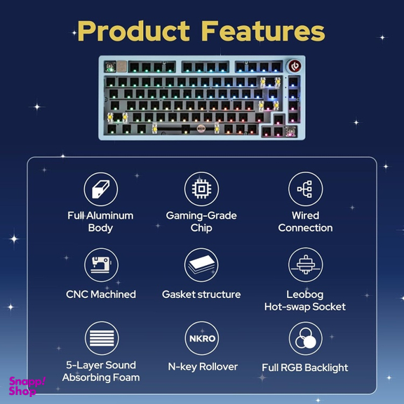 کیت کیبورد مکانیکال آلومینیومی ایپومیکر مدل LEOBOG Hi75