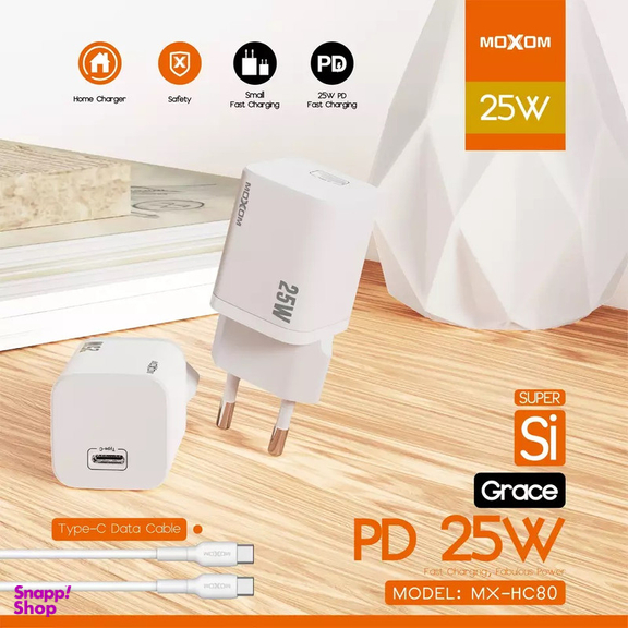 شارژر دیواری موکسوم مدل MX-HC80 به همراه کابل USB-C