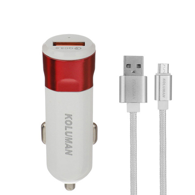 شارژر فندکی کلومن مدل KC-C01 به همراه کابل تبدیل USB-C و MICROUSB