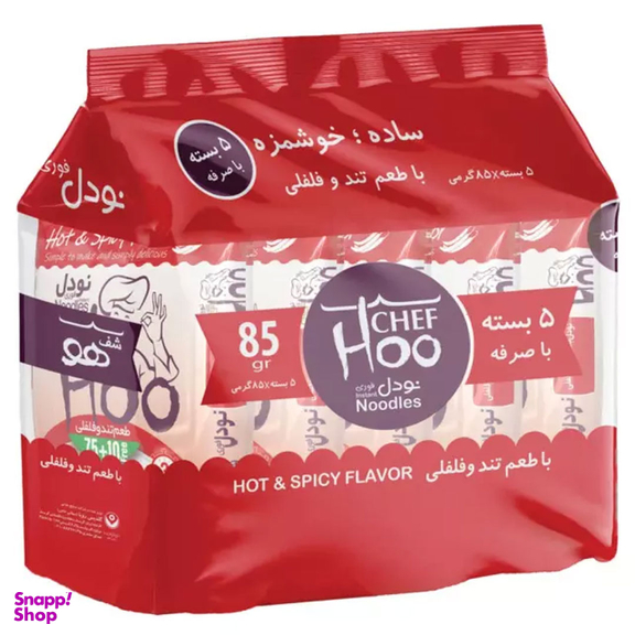 نودل شف هو طعم تند و فلفلی وزن 425 گرم بسته 5 عددی